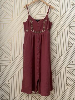 Disturbia AbundanceCotton Floral Embroidered Bodice Cami Midaxi Dress US 10 Midi